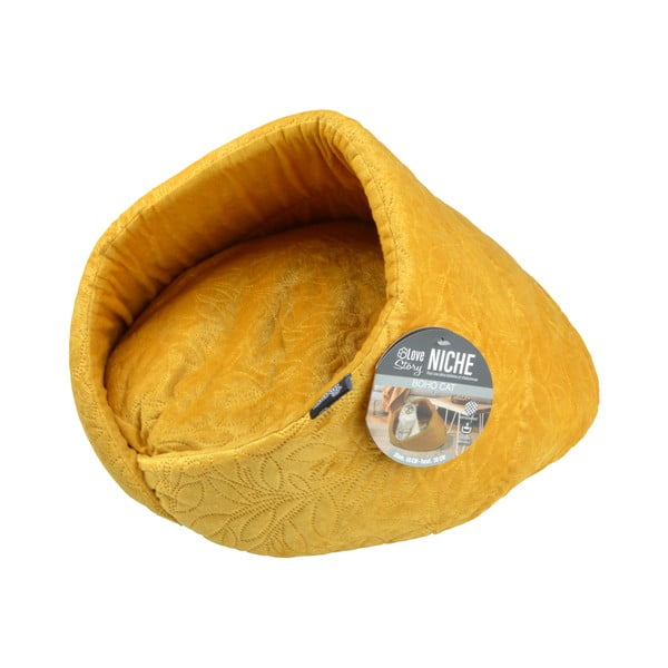 Gorčično rumen kokon za mačke ø 50 cm – Love Story