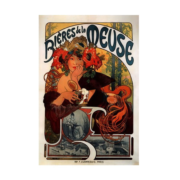 Slika Bieres de la Meuse, Alfons Mucha, 60x90 cm