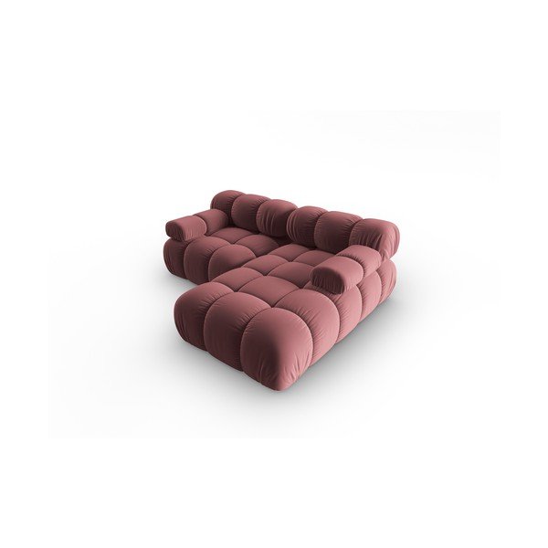 Rožnata žametna kotna sedežna garnitura (desni kot) Bellis – Micadoni Home-image-4
