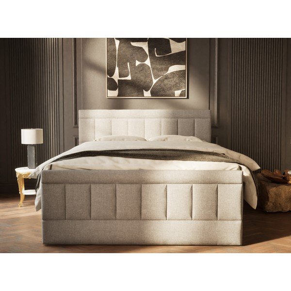 Siva boxspring postelja s prostorom za shranjevanje 200x200 cm Caya – Maison de Rêve-image-4