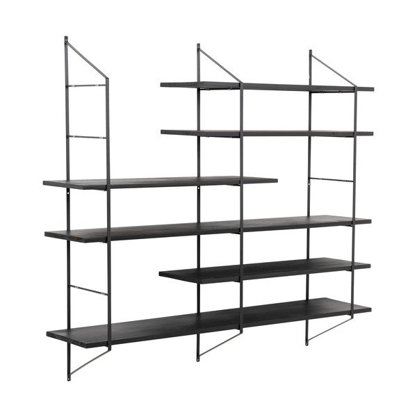 Črna večnivojska polica iz masivne pavlonije 120 cm Belfast – Actona-image-2