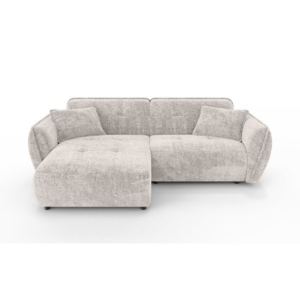 Bež kotna sedežna garnitura iz šenilje (levi kot/z ležalnikom) Nelia – Ropez