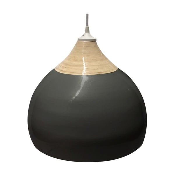 Črna bambusova stropna svetilka Karlsson Glazirano, ⌀ 38 cm