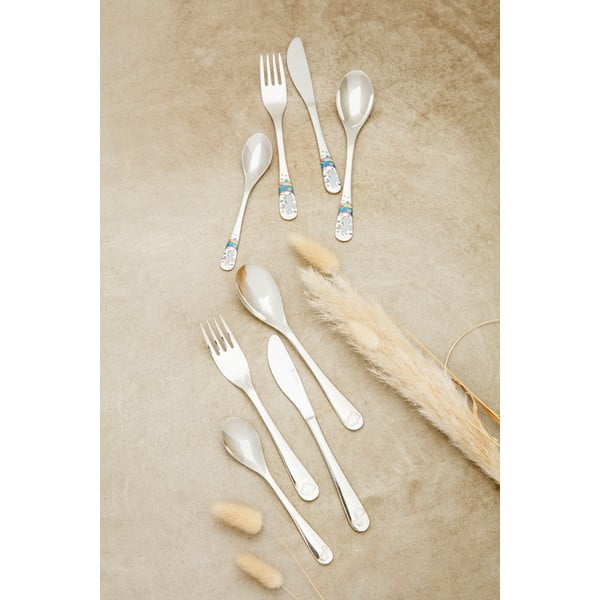 Otroški jedilni pribor iz nerjavečega jekla v srebrni barvi 4 ks Unicorn – Zilverstad-image-1