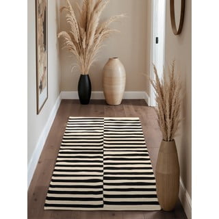 Črn/bel obojestranski ročno tkan volnen tekač 80x200 cm Donna – Hanse Home