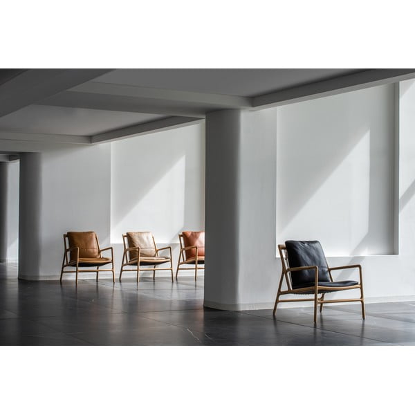 Črn/naraven usnjen fotelj Dedo – Gazzda-image-2