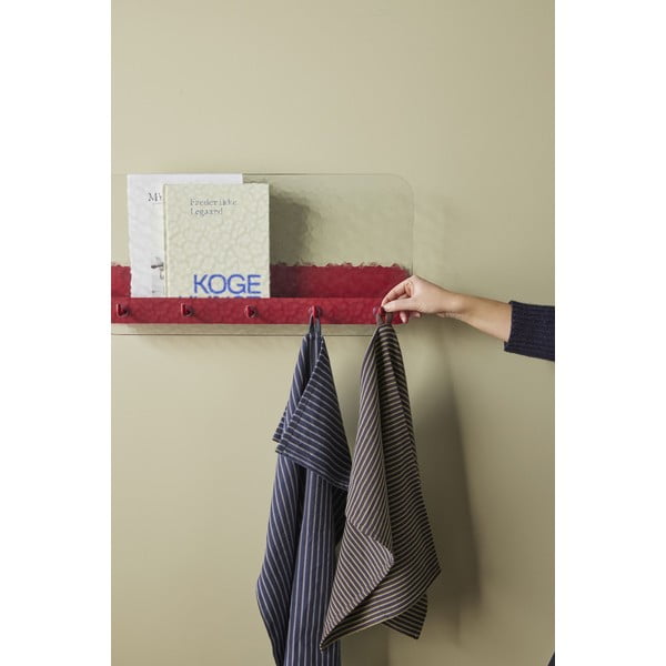 Rdeč kovinski stenski obešalnik s polico Shack - Hübsch-image-1