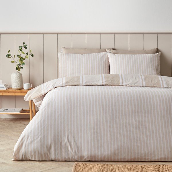 Bež enojna posteljnina 135x200 cm Banded Stripe – Catherine Lansfield-image-3