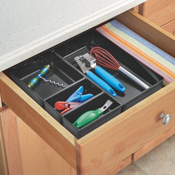 Črni organizator predalov InterDesign Linus Grand, 30,5 x 30,5 cm-image-1