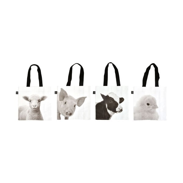 Komplet 4 nakupovalnih vrečk s potiskom živali s kmetije Esschert Design