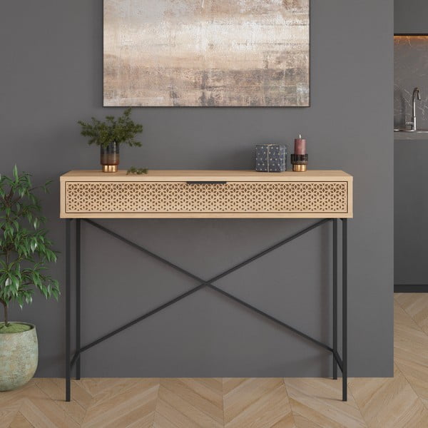 Stranska mizica v hrastovem dekorju 35.5x110 cm Ecrin – Marckeric-image-4