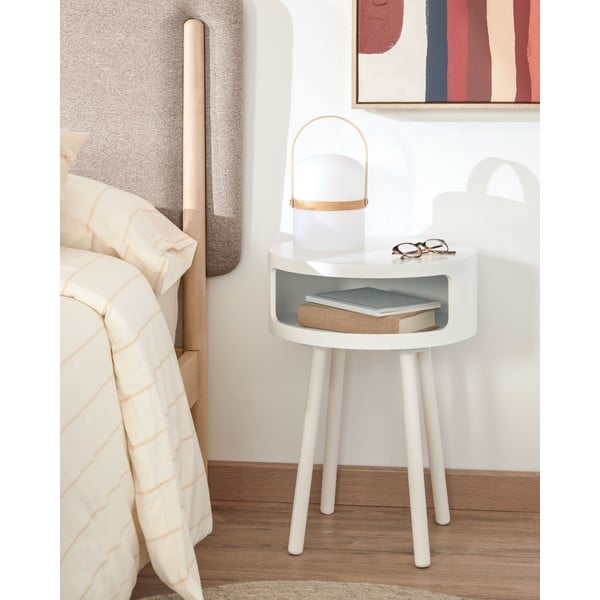 Bela dodatna mizica s s prostorom za shranjevanje Kave Home Bruk-image-1