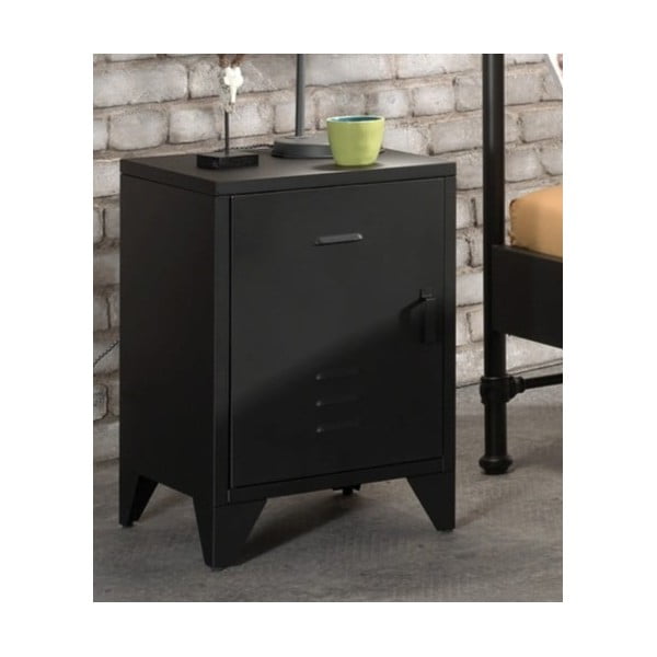 Črna kovinska otroška nočna omarica BRONXX – Vipack-image-1