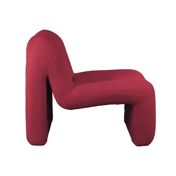 Rdeč/bordo rdeč fotelj iz tkanine bouclé Fuerza – Leitmotiv-image-1