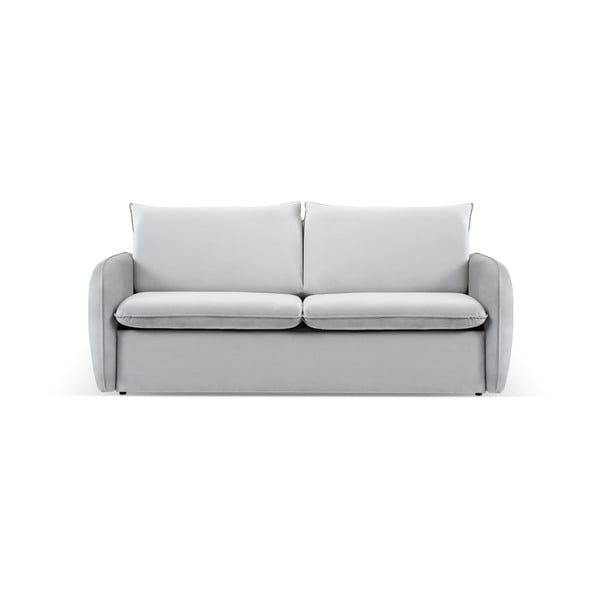 Svetlo siva žametna raztegljiva sedežna garnitura 194 cm Vienna – Cosmopolitan Design