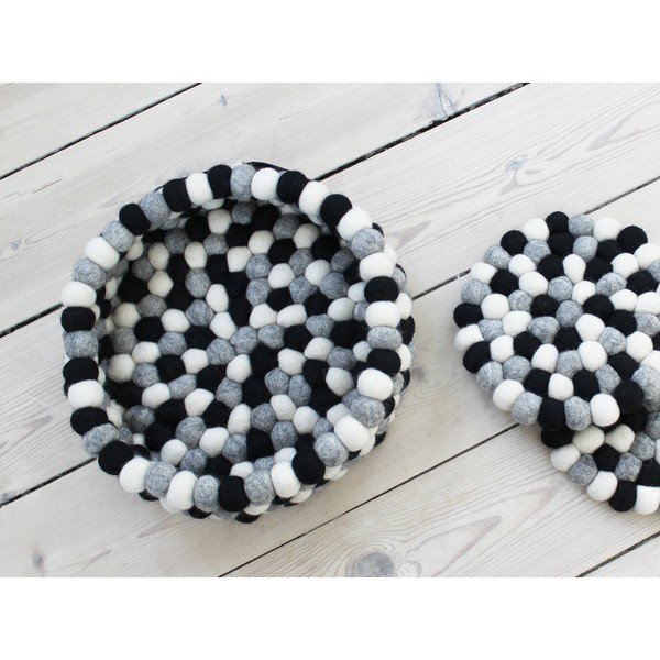 Črno-bela košara za shranjevanje iz volnenih kroglic Wooldot Ball Basket, ⌀ 28 cm-image-1