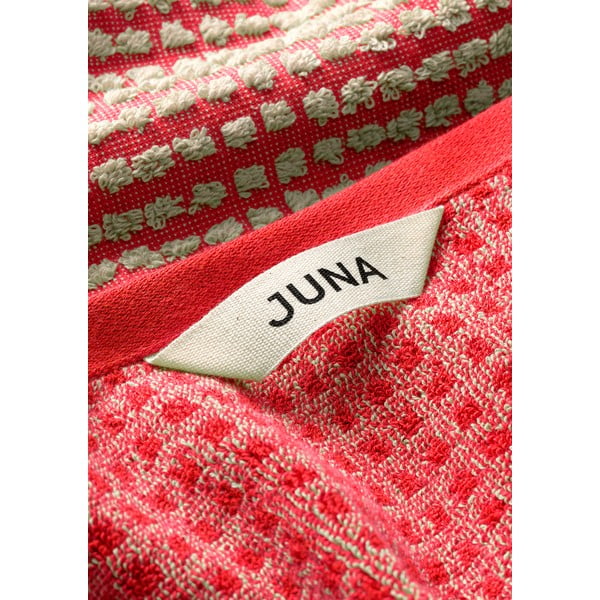 Rdeča frotirna brisača iz organskega bombaža 50x100 cm Check – JUNA-image-4