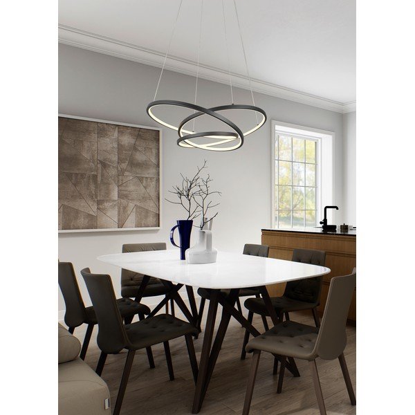 Mat črna LED zatemnitvena viseča svetilka Darvin – Trio-image-1