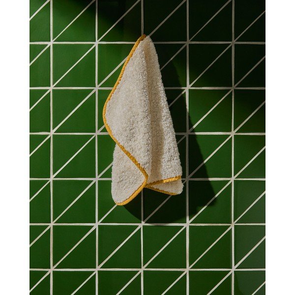 Rumena/bela frotirna bombažna brisača 30x50 cm Sedora – Kave Home-image-1