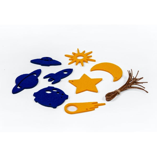 Komplet 8 rumeno-modrih božičnih okraskov iz filca Spira Medium