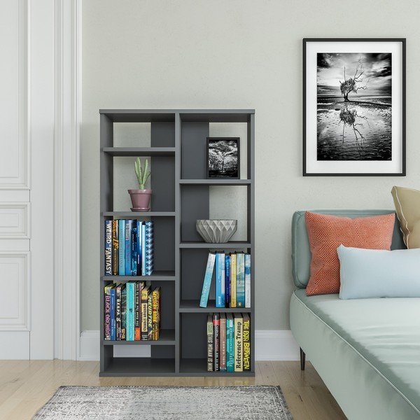 Antracitno siva knjižna polica 72x124 cm Keota - Kalune Design-image-1