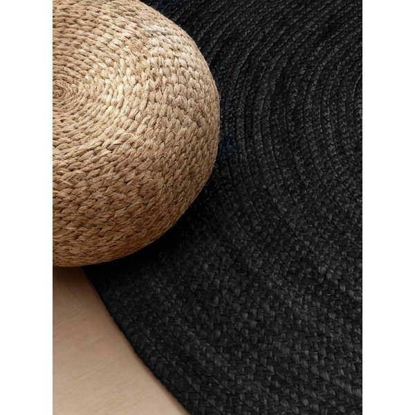 Črna obojestranska ročno tkana preproga iz jute 160x230 cm Braided – Hanse Home-image-2