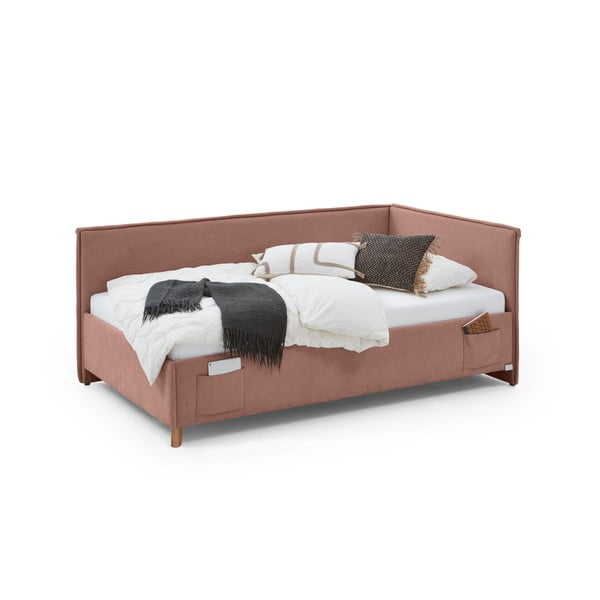 Rožnata oblazinjena kotna otroška postelja brez letvenega dna 90x200 cm Fun – Meise Möbel-image-2