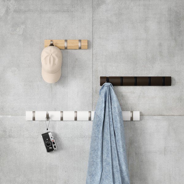 Mat bel stenski obešalnik iz masivnega bora 81 cm Flip – Umbra-image-2