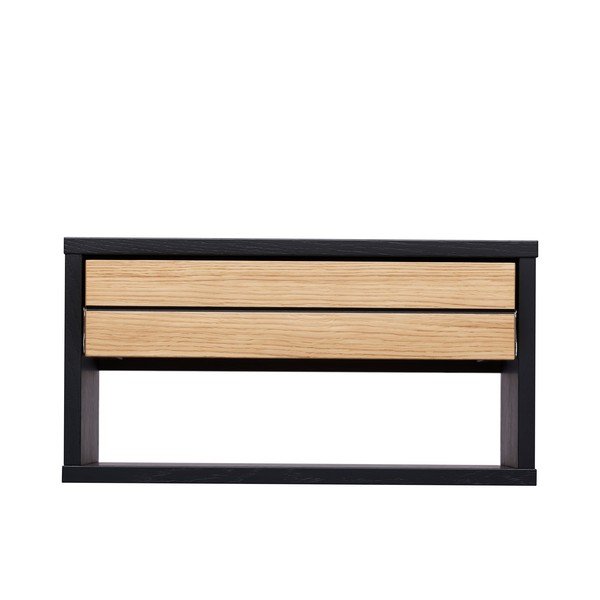 Črna/v naravni barvi stenska nočna omarica v hrastovem dekorju Stripe – Woodman