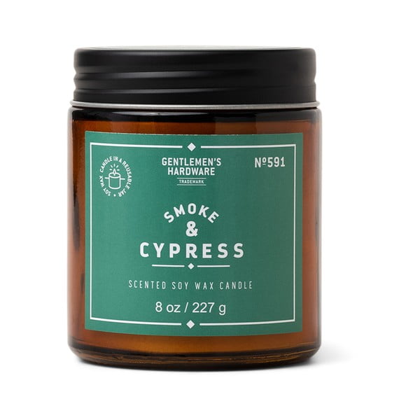 Dišeča sveča iz sojinega voska čas gorenja 48 h Smoke & Cypress – Gentlemen's Hardware