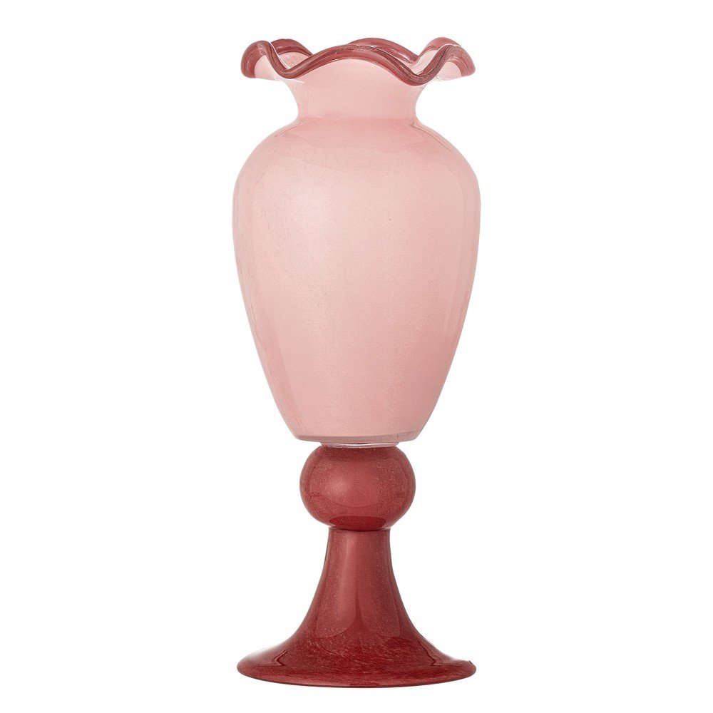 Rožnata steklena vaza (višina 34 cm) Frills