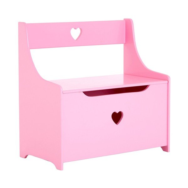 Rožnata otroška omarica s klopjo 60x62x34 cm Pink Heart – Premier Housewares