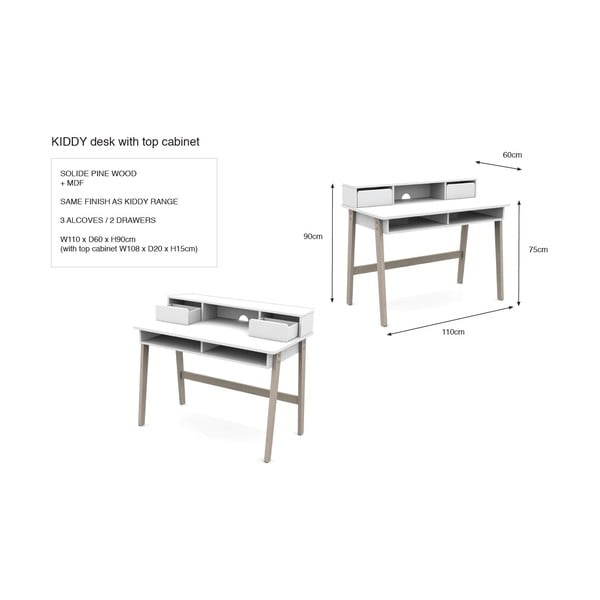 Bela otroška pisalna miza Vipack Kiddy-image-2