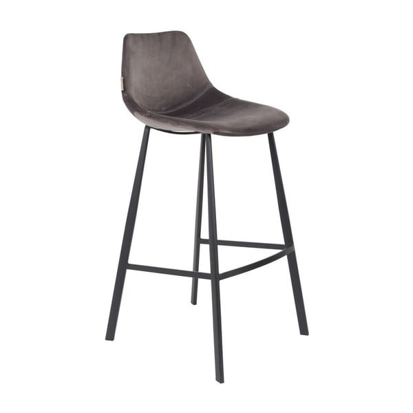 Komplet 2 sivih barskih stolov z žametnim oblazinjenjem Dutchbone, višina 106 cm