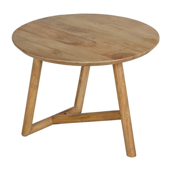 Okrogla klubska mizica iz masivnega manga v naravni barvi ø 60 cm Mao – Ixia