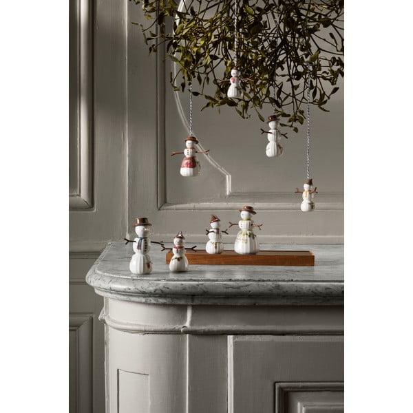 Porcelanast ročno poslikan okrasek za jelko ø 4 cm Hammershøi Snowman – Kähler Design-image-3