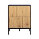 Črna visoka komoda v hrastovem dekorju 80x103 cm Seaford – Actona