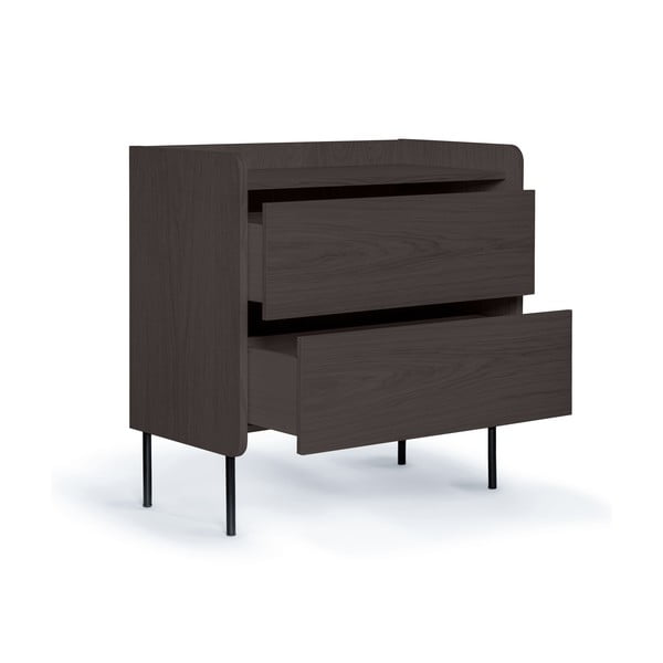 Črna visoka komoda v hrastovem dekorju 80x82 cm Wrap – Bonami Selection-image-3