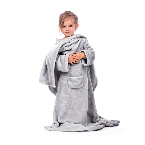 Siva otroška TV odeja z rokavi DecoKing Lazykids-image-2