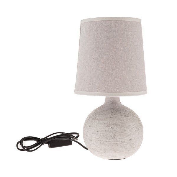 Svetlo siva keramična namizna svetilka s tekstilnim senčilom (višina 29 cm) Bianca – Dakls-image-1