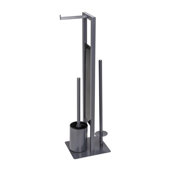 Sivo držalo za toaletni papir s straniščno krtačo Wenko Rivalta-image-3