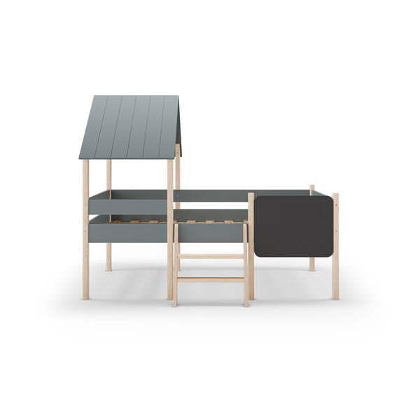 Prašno zelena otroška postelja iz masivnega bora v obliki hiške/dvignjena z letvenim dnom 90x190 cm Mint – Marckeric-image-2