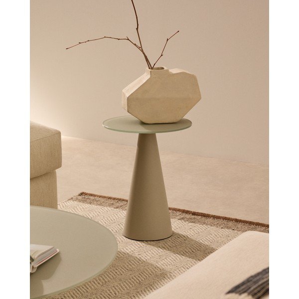 Okrogla stranska mizica s stekleno mizno ploščo ø 35 cm Wilshire – Kave Home-image-1