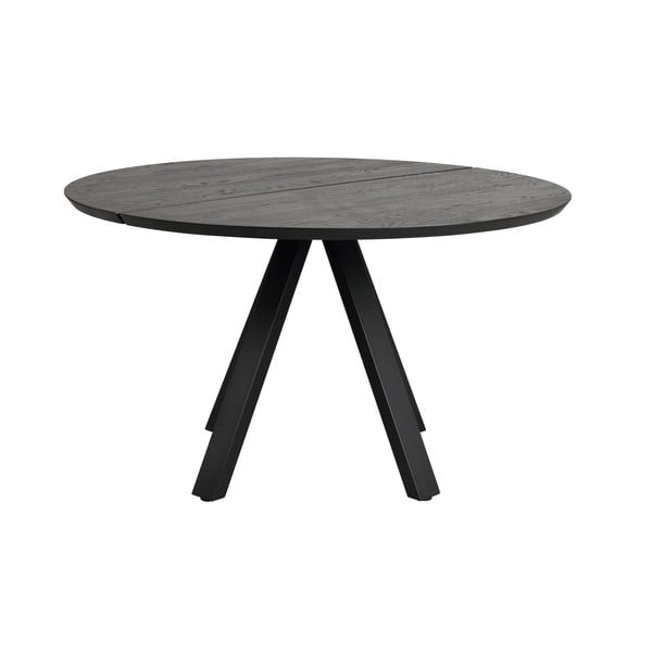 Črna okrogla jedilna miza s hrastovo mizno ploščo ø 130 cm Carradale – Rowico-image-2
