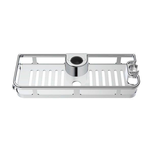 Plastična kopalniška polica v sijajno srebrni barvi z namestitvijo brez vrtanja Libertà – Wenko-image-1