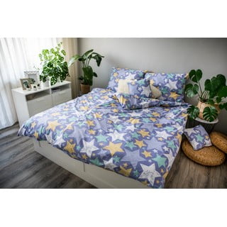 Vijolična bombažna posteljnina Cotton House Stars, 140 x 200 cm