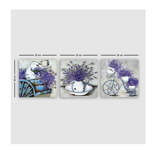 Slike v kompletu 3 ks 30x30 cm Lavender – Wallity-image-2