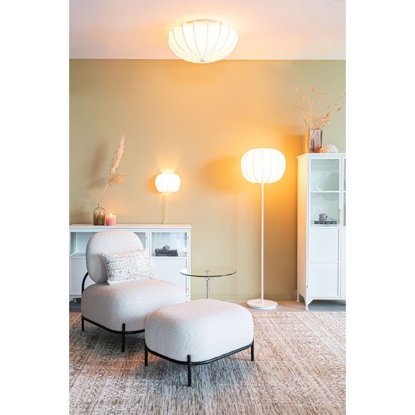 Bela stoječa svetilka s tekstilnim senčnikom (višina 160 cm) Shem – White Label-image-2