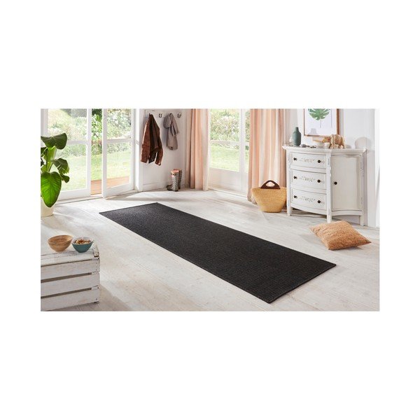 Črna zunanja preproga BT Carpet Sisal, 80 x 500 cm-image-1