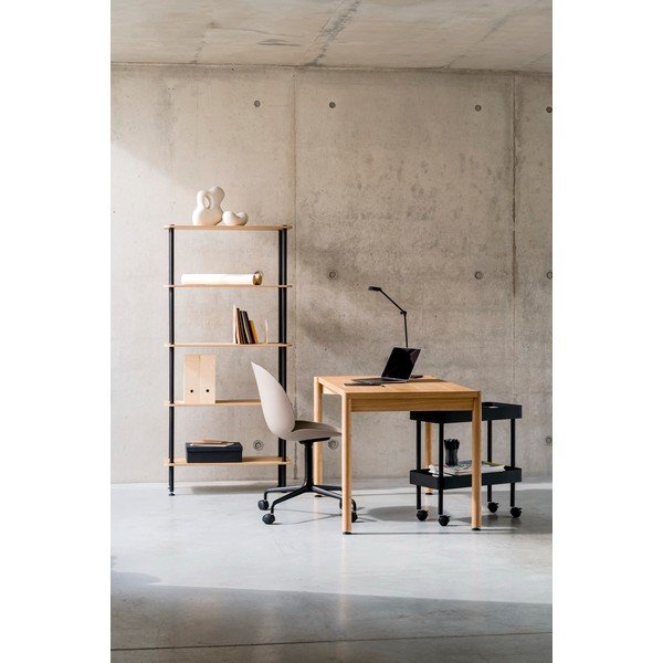 Črn regal v hrastovem dekorju 80x163x35 cm Teidi – noo.ma-image-1